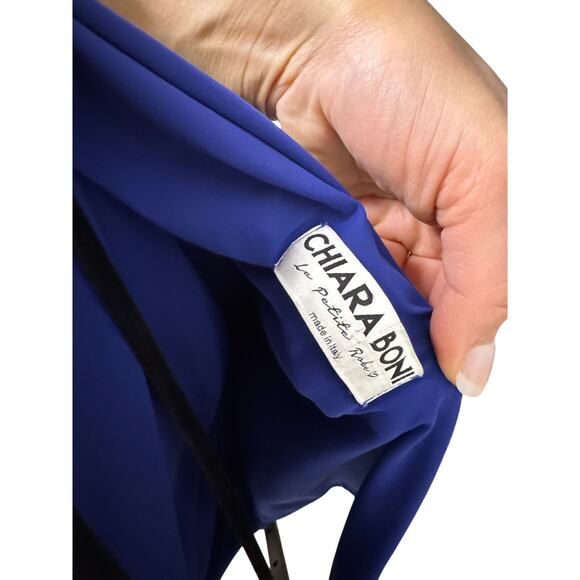 NWT Chiara Boni La Petite Robe Quirina Peplum Gown Dress Blue Size 46 - Picture 6 of 7